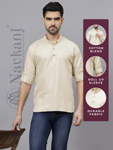 Navkanj Men's Slim Fit Full Sleeve Cotton Blend Short Kurta